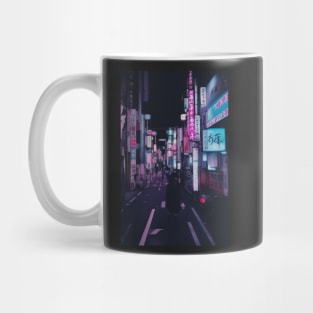 Experience the past, present, and future of Japan all in one neon-lit alleyway Mug